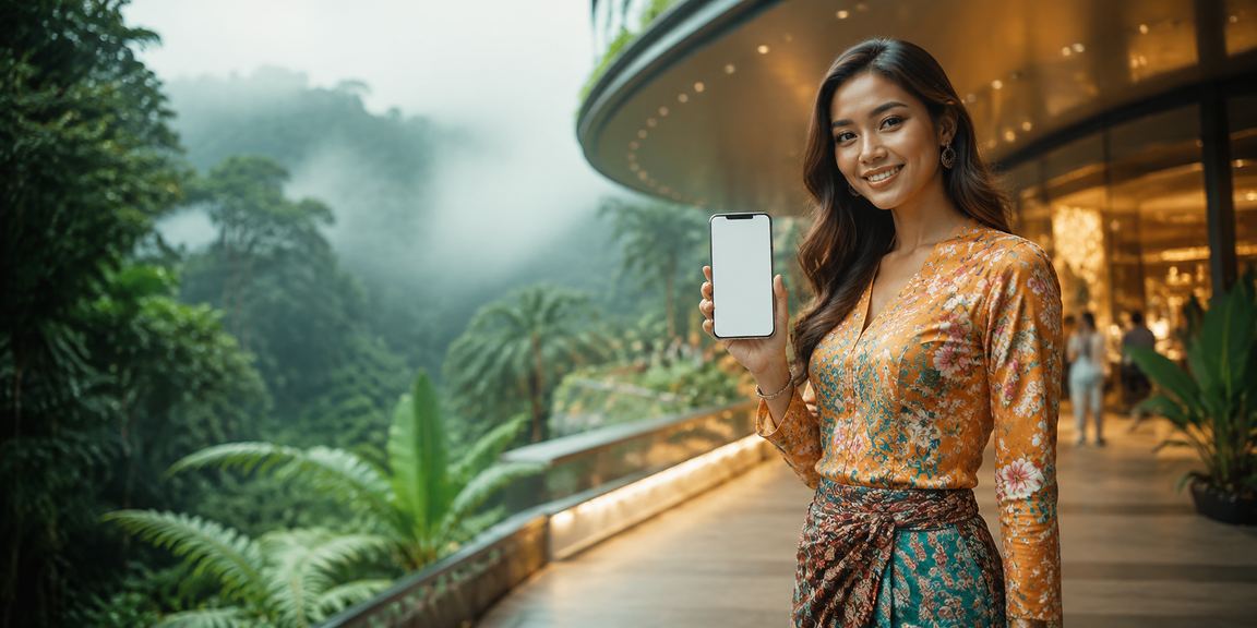 Paparan aplikasi kasino mudah alih di Genting Highlands dengan tema neon gelap