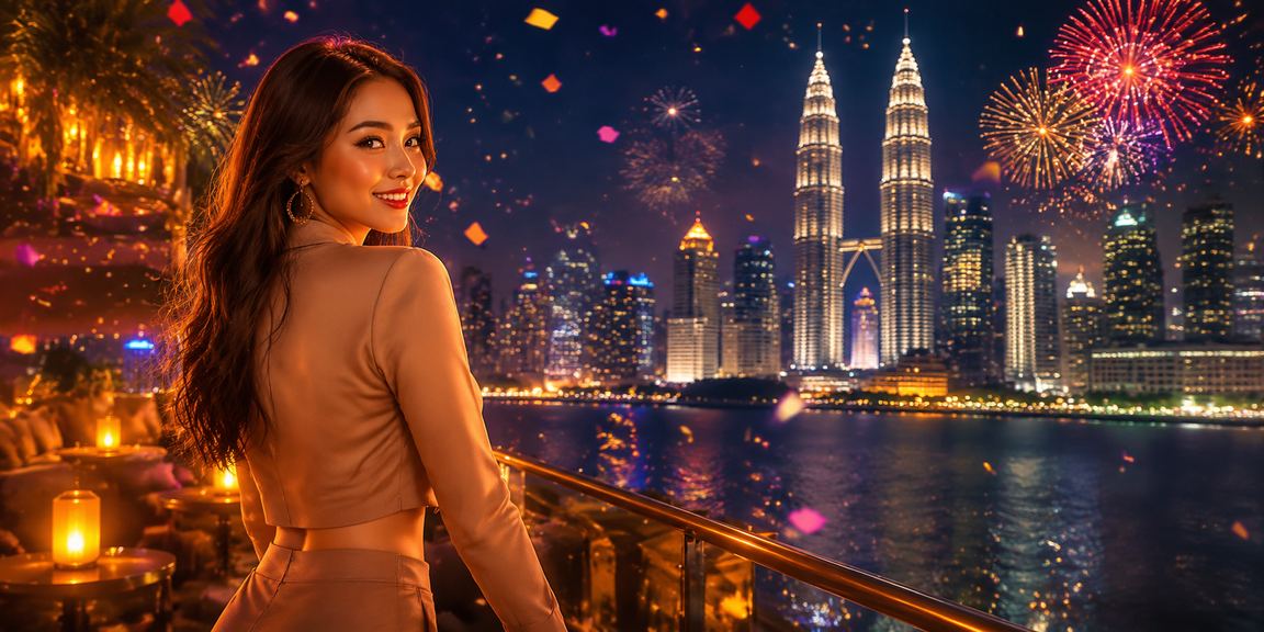 Antaramuka deposit loteri dalam talian gaya Melayu di Kuala Lumpur bertema neon